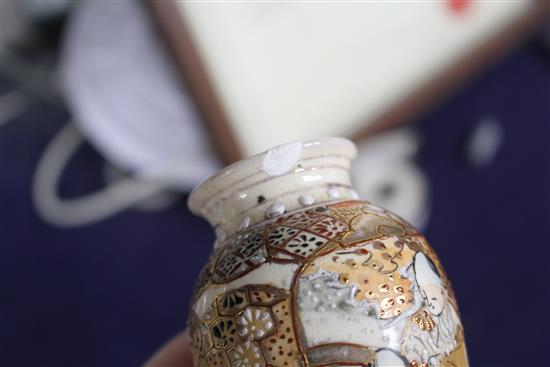 A Chinese Kangxi period clobbered bottle vase and a group of Japanese ceramics,
